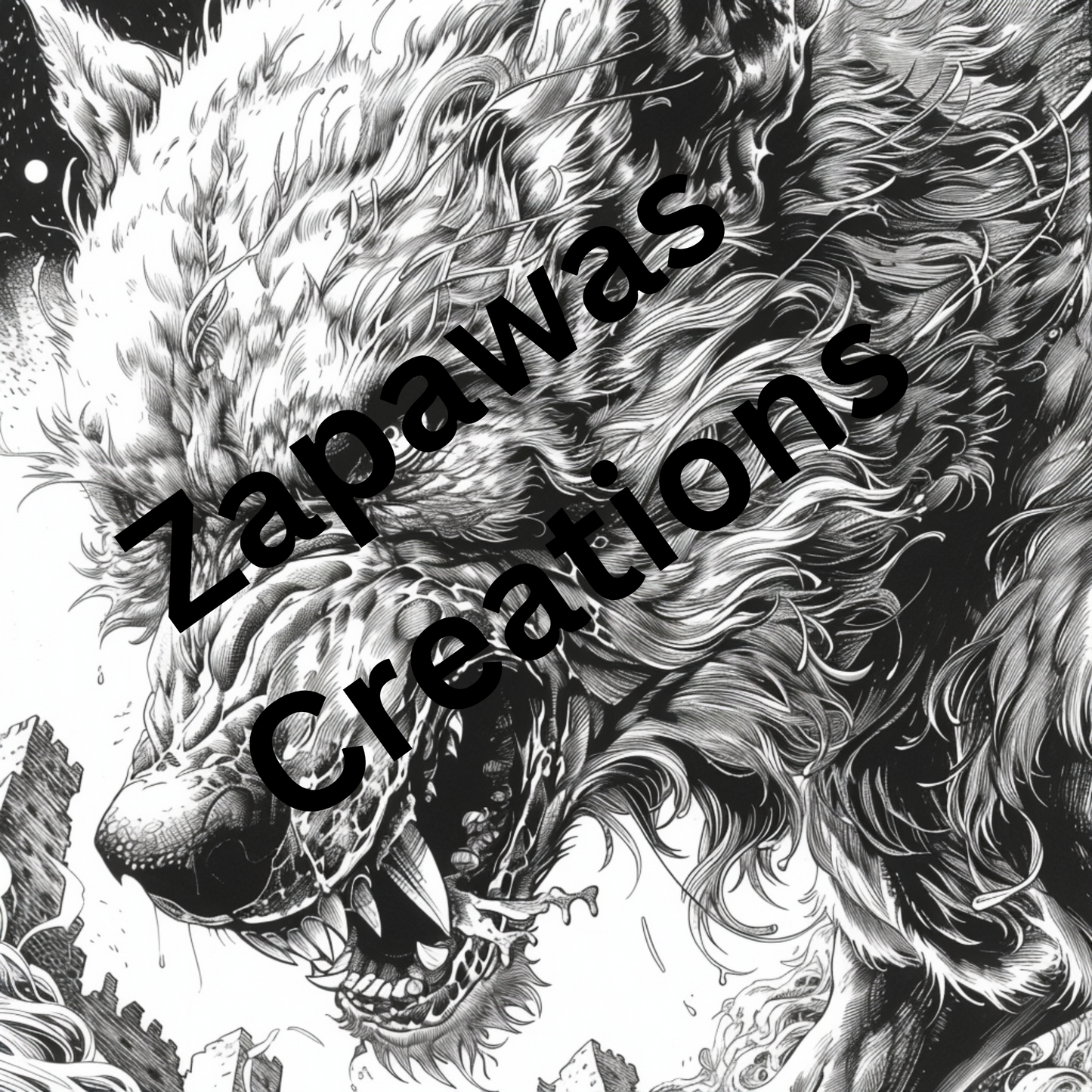 Werewolf Coloring Book | Digital Download | Fantasy Themed Coloring Book