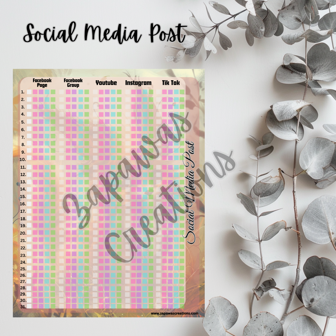 Social Media Post Tracker PDF | Woodland Creature Theme | Digital Download | Tracker | Printable