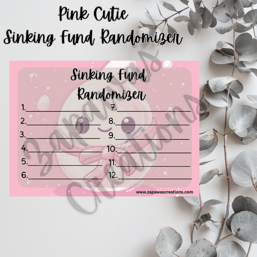 Pink Cutie Sinking Fund Randomizer | Digital Download | Cash Budgeting | Printable
