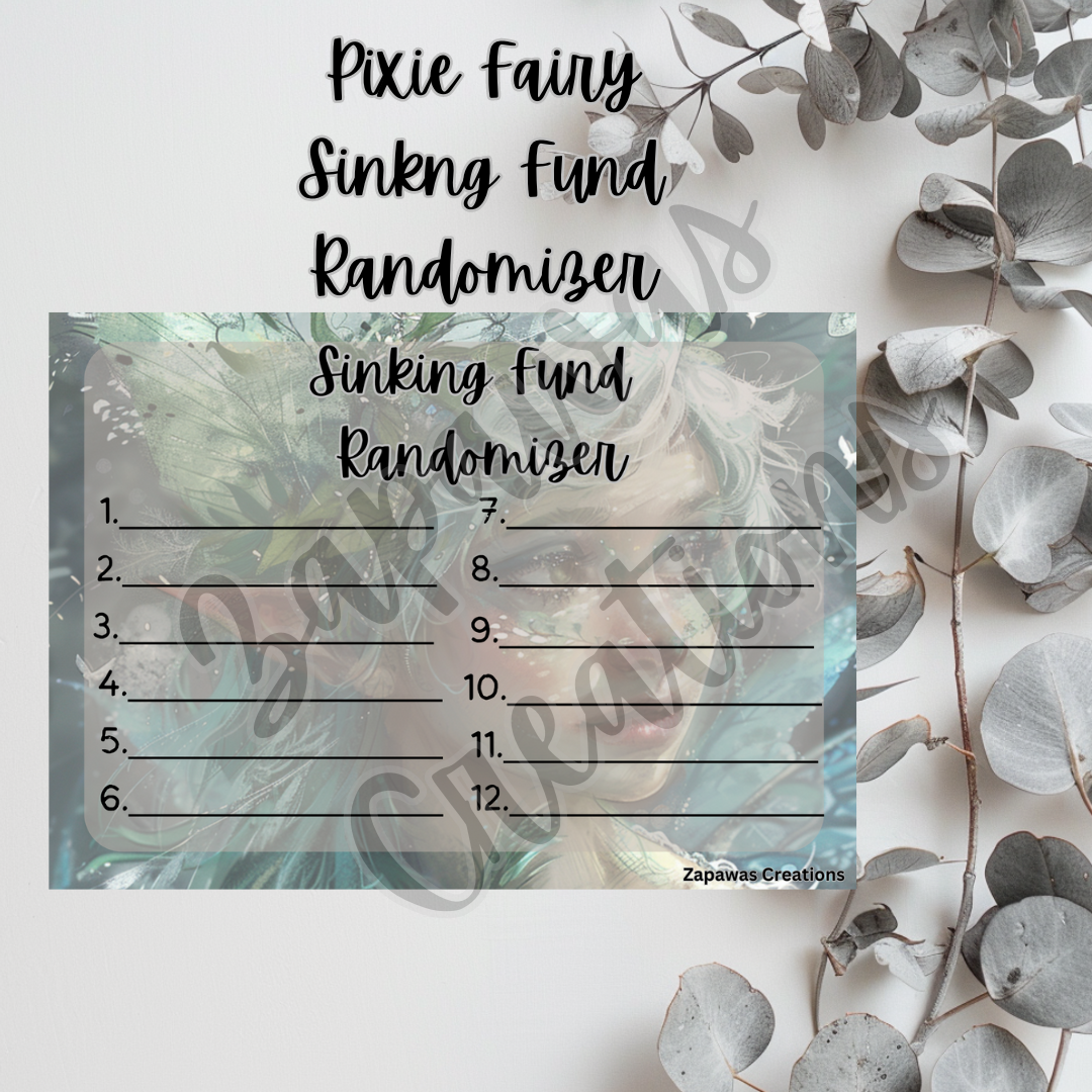 Sinking Fund Randomizer | Pixie Fairy Themed | Digital Download | Cash Budgeting | Printable