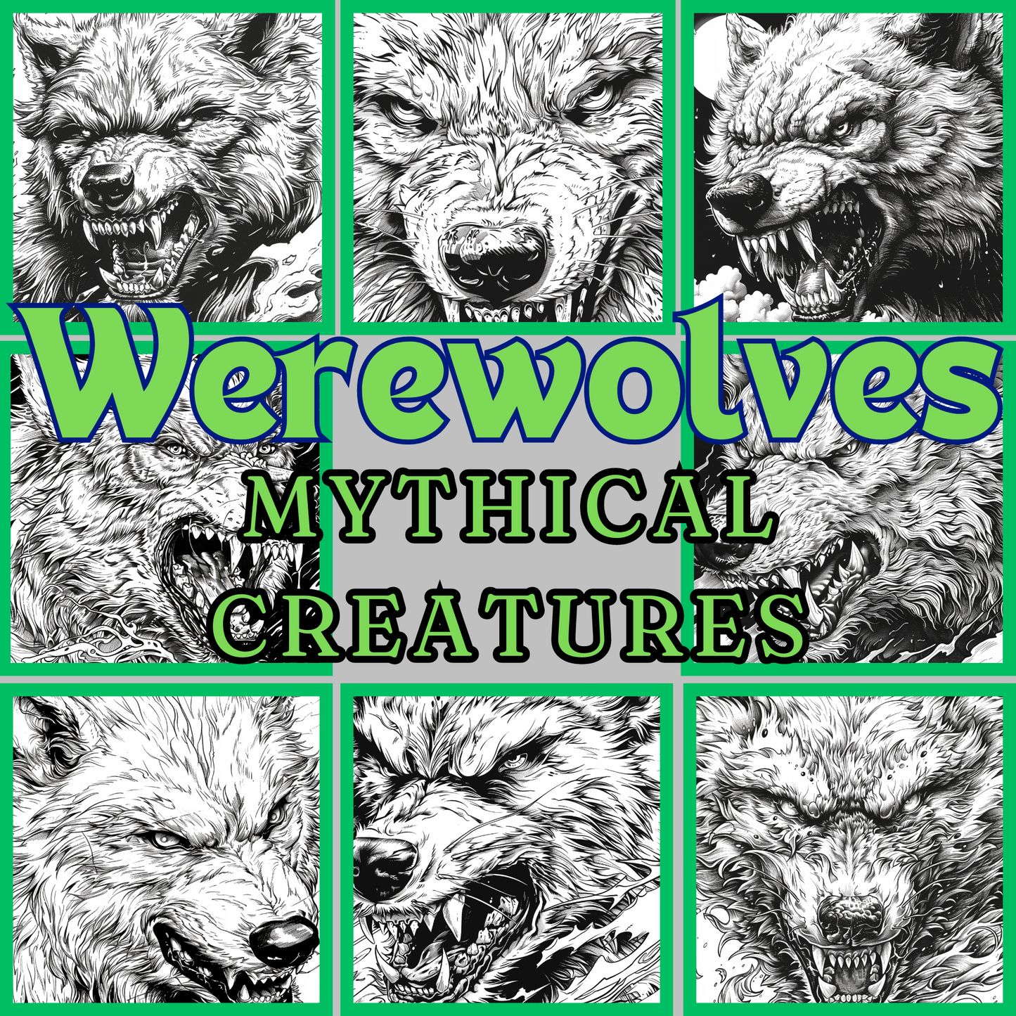 Werewolf Coloring Book |  Digital Download | Fantasy Themed Coloring Book