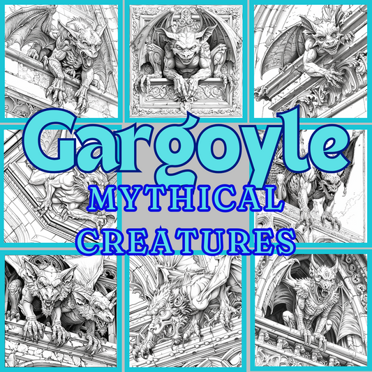 Gargoyles Coloring Book |  Digital Download | Fantasy Themed Coloring Book