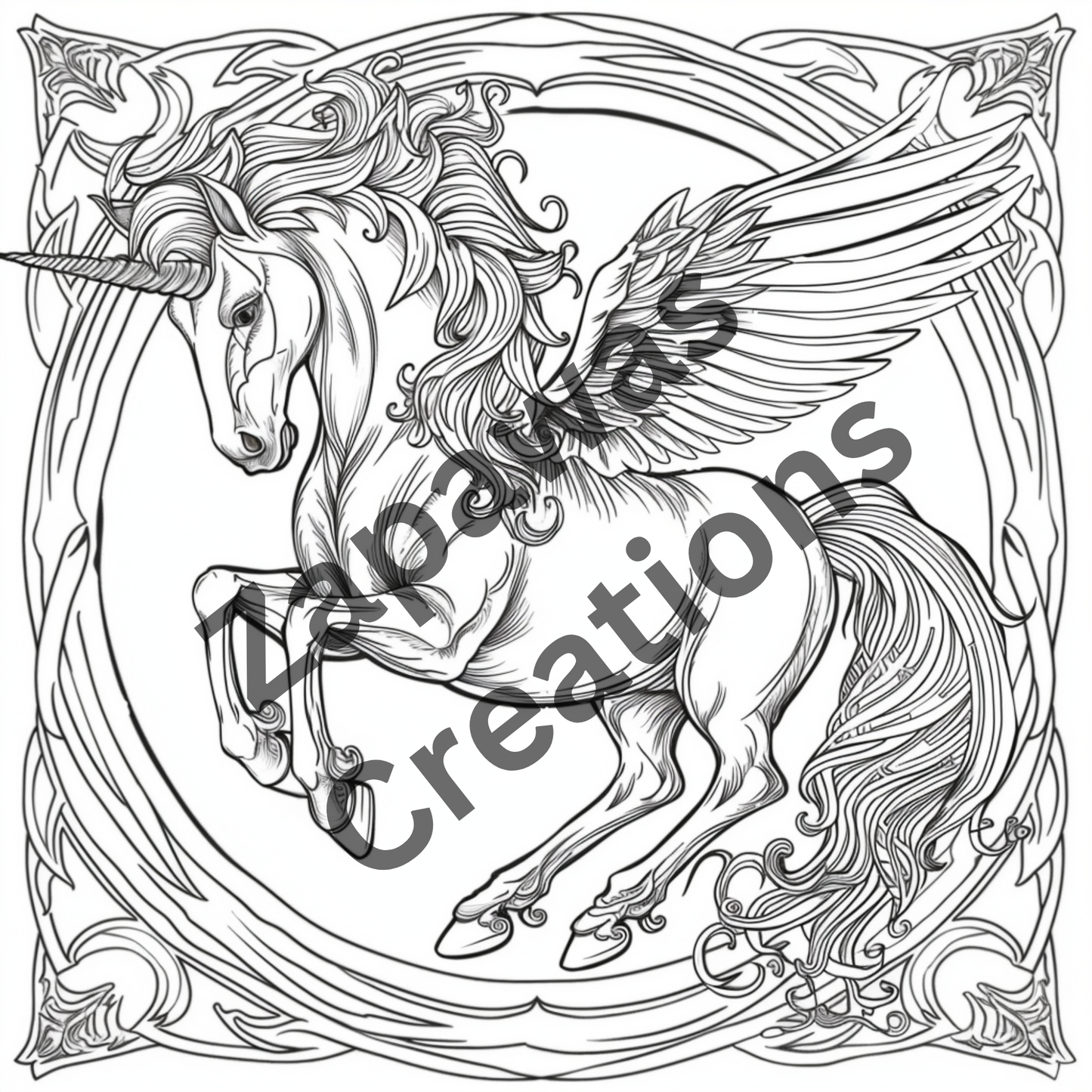 Mythical Creatures Coloring Book |  Digital Download | Fantasy Themed Coloring Book