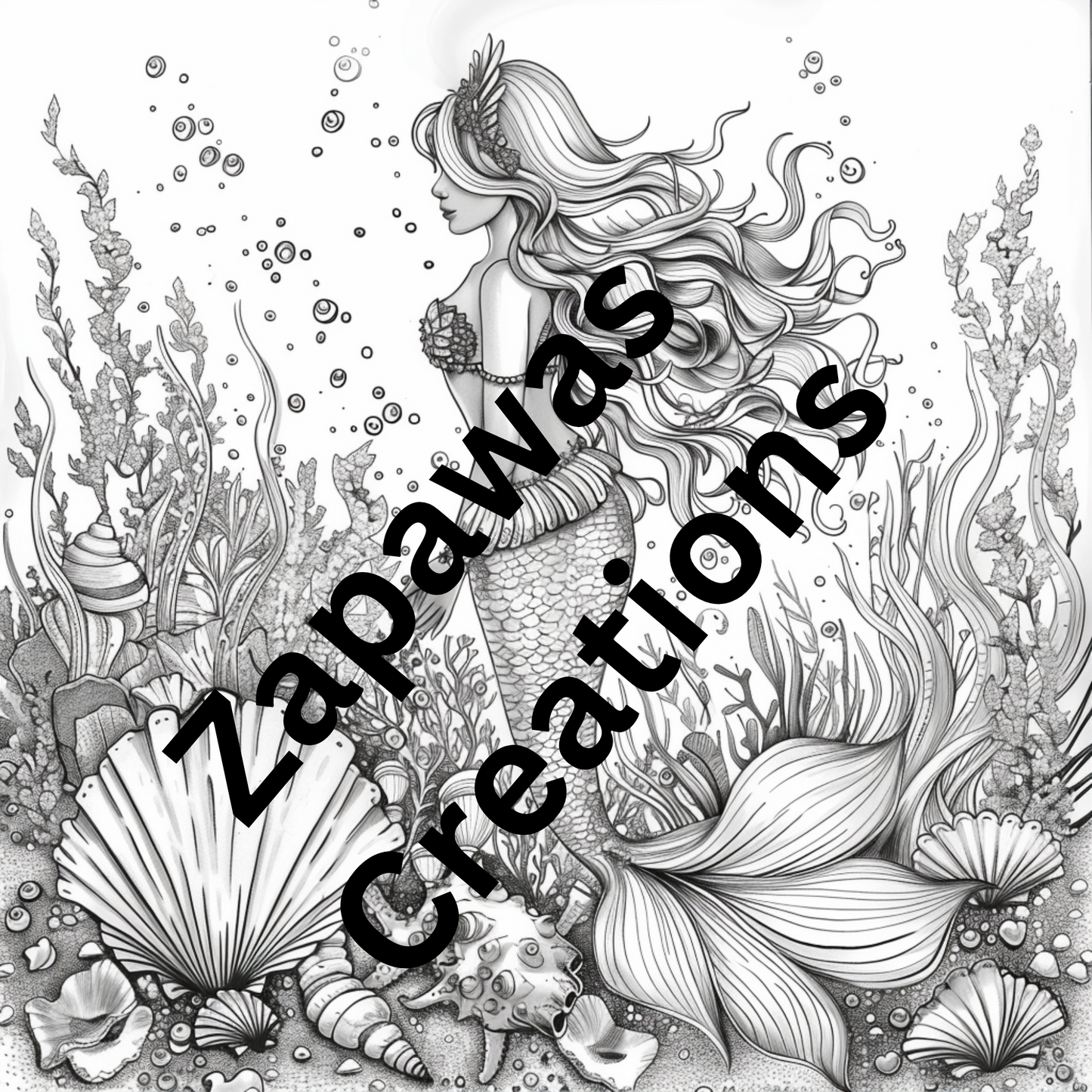 Mermaids Coloring Book |  Digital Download | Fantasy Themed Coloring Book