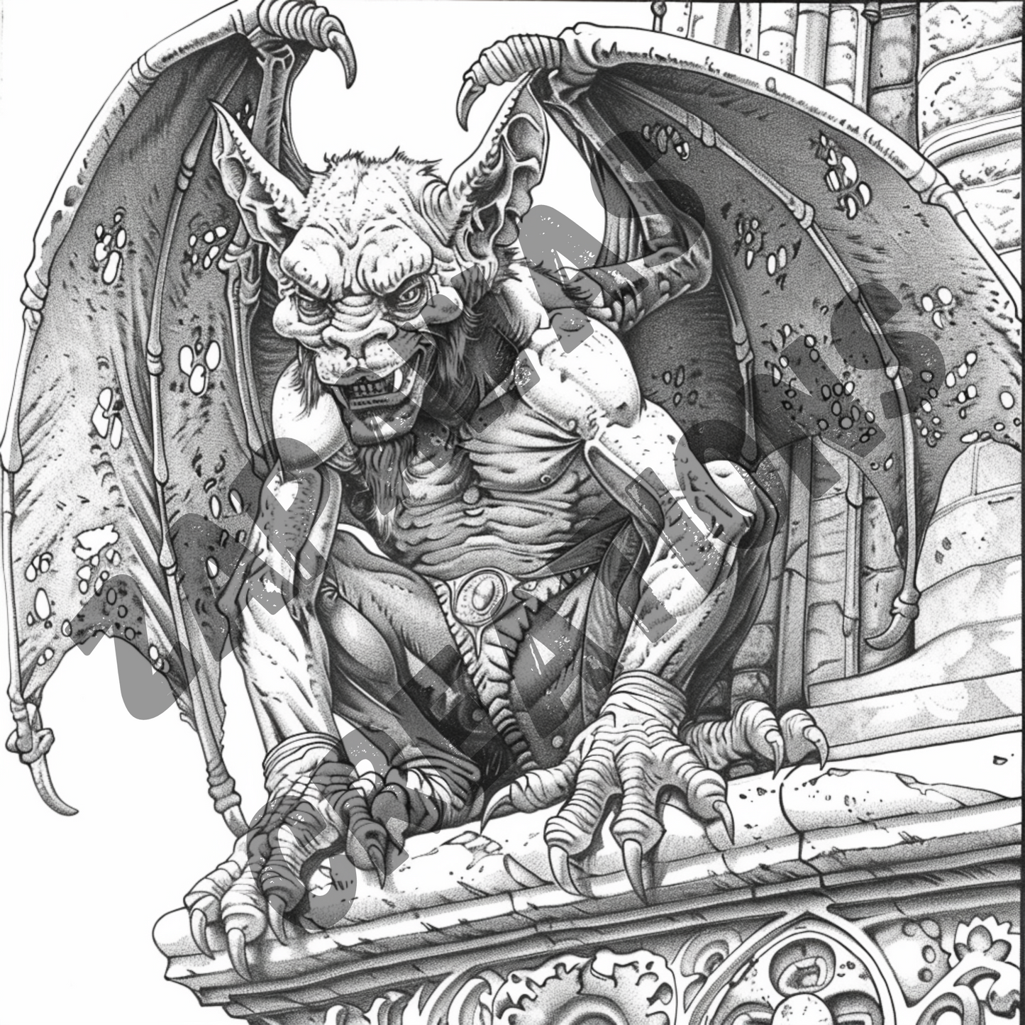 Gargoyles Coloring Book |  Digital Download | Fantasy Themed Coloring Book