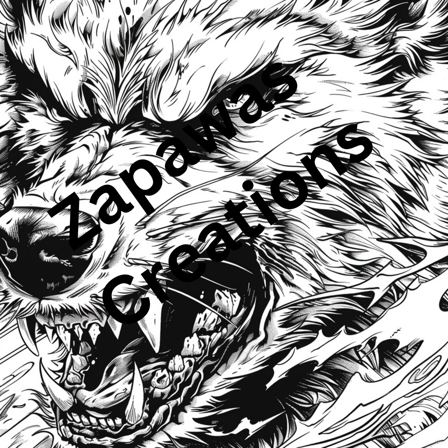 Werewolf Coloring Book |  Digital Download | Fantasy Themed Coloring Book