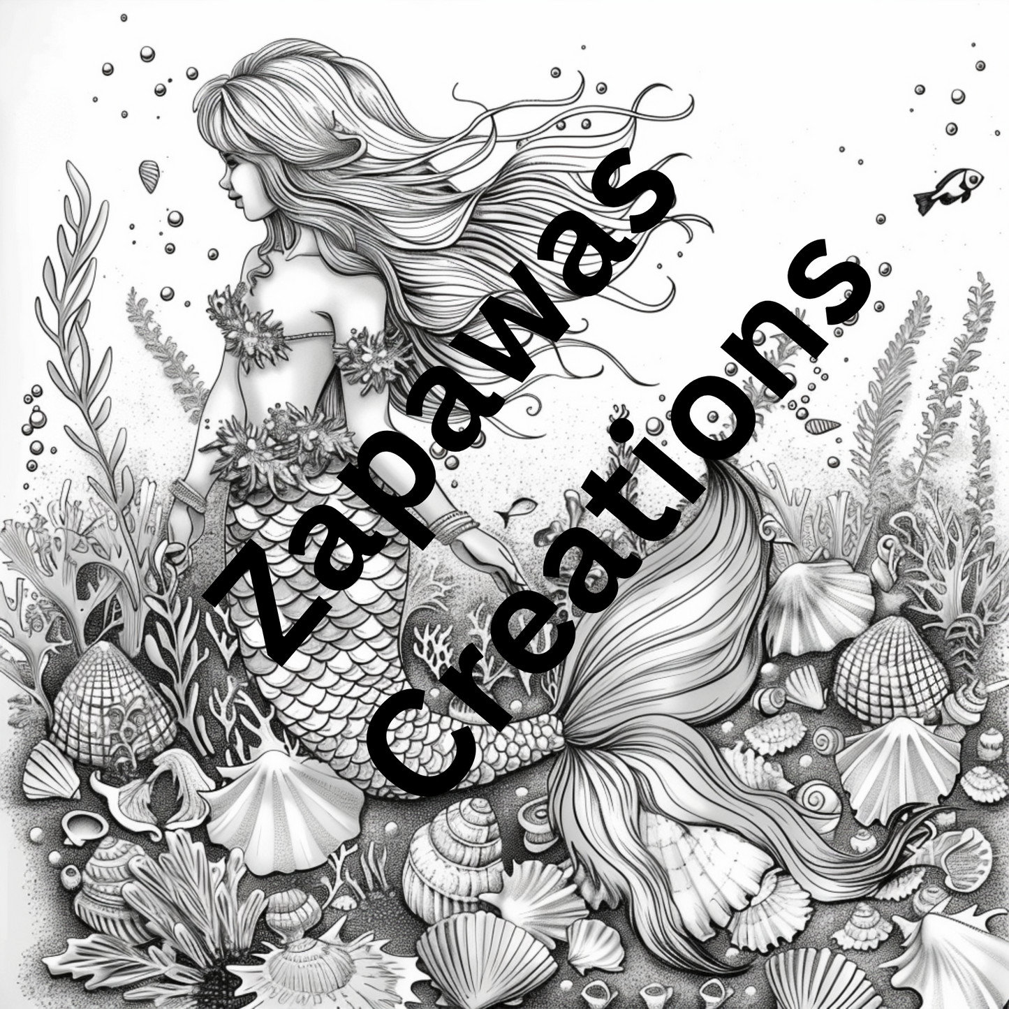 Mermaids Coloring Book |  Digital Download | Fantasy Themed Coloring Book