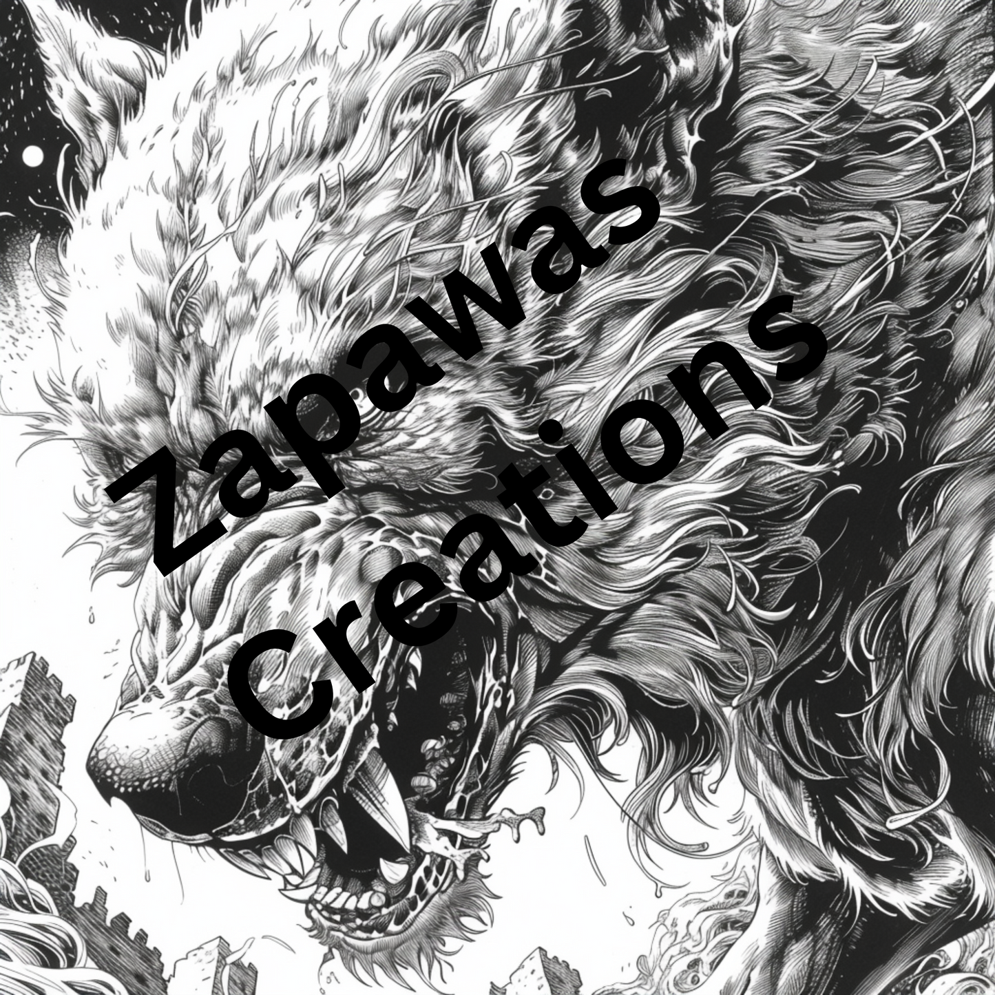 Werewolf Coloring Book |  Digital Download | Fantasy Themed Coloring Book