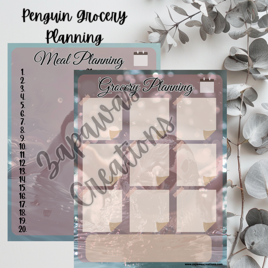 Grocery Worksheet PDF Bundle | Penguin Themed | Digital Download | Tracker | Printable