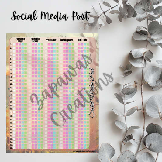 Social Media Post Tracker PDF | Woodland Creature Theme | Digital Download | Tracker | Printable