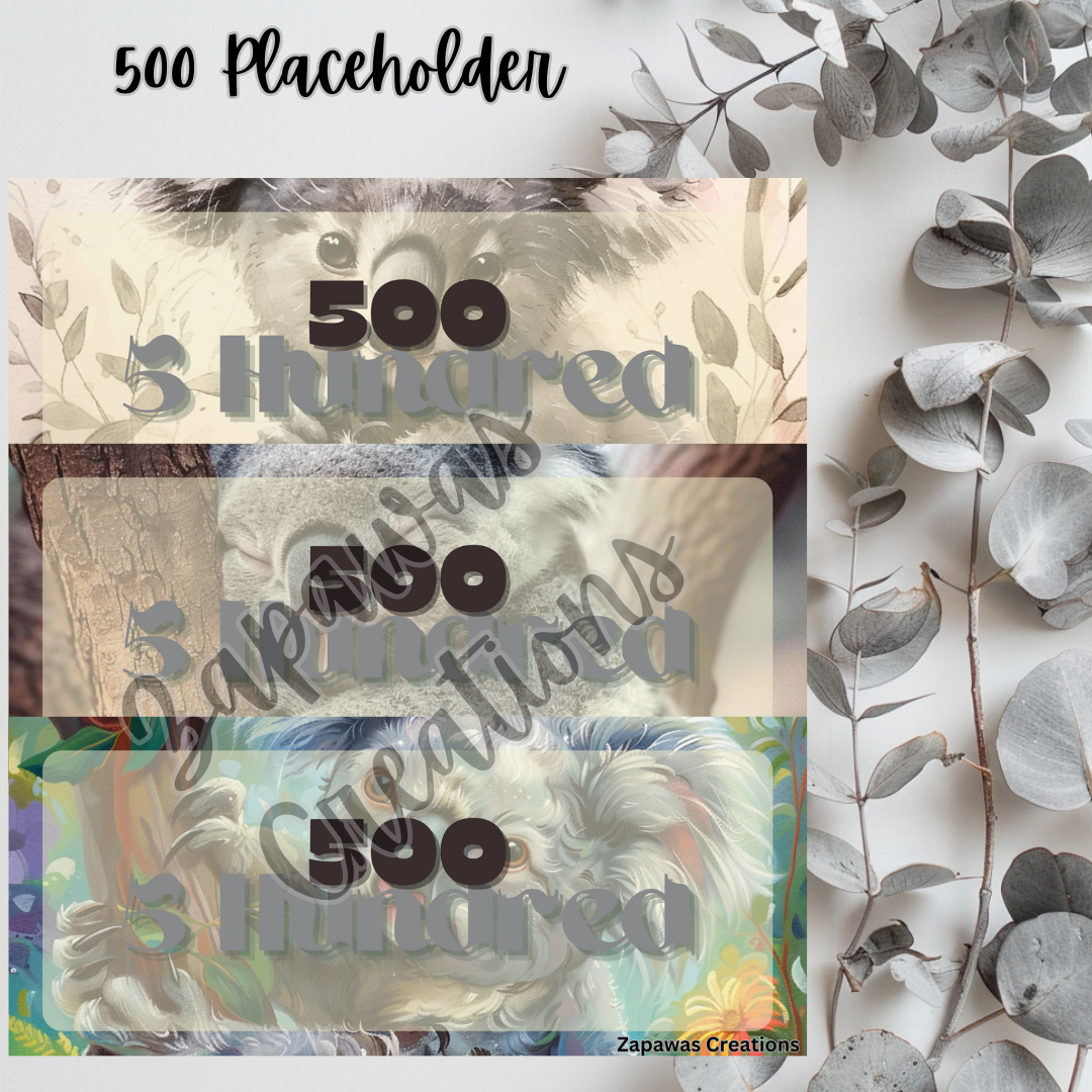 Money Placeholder | Koala Theme Digital Download | 500 Slips | Set of 3