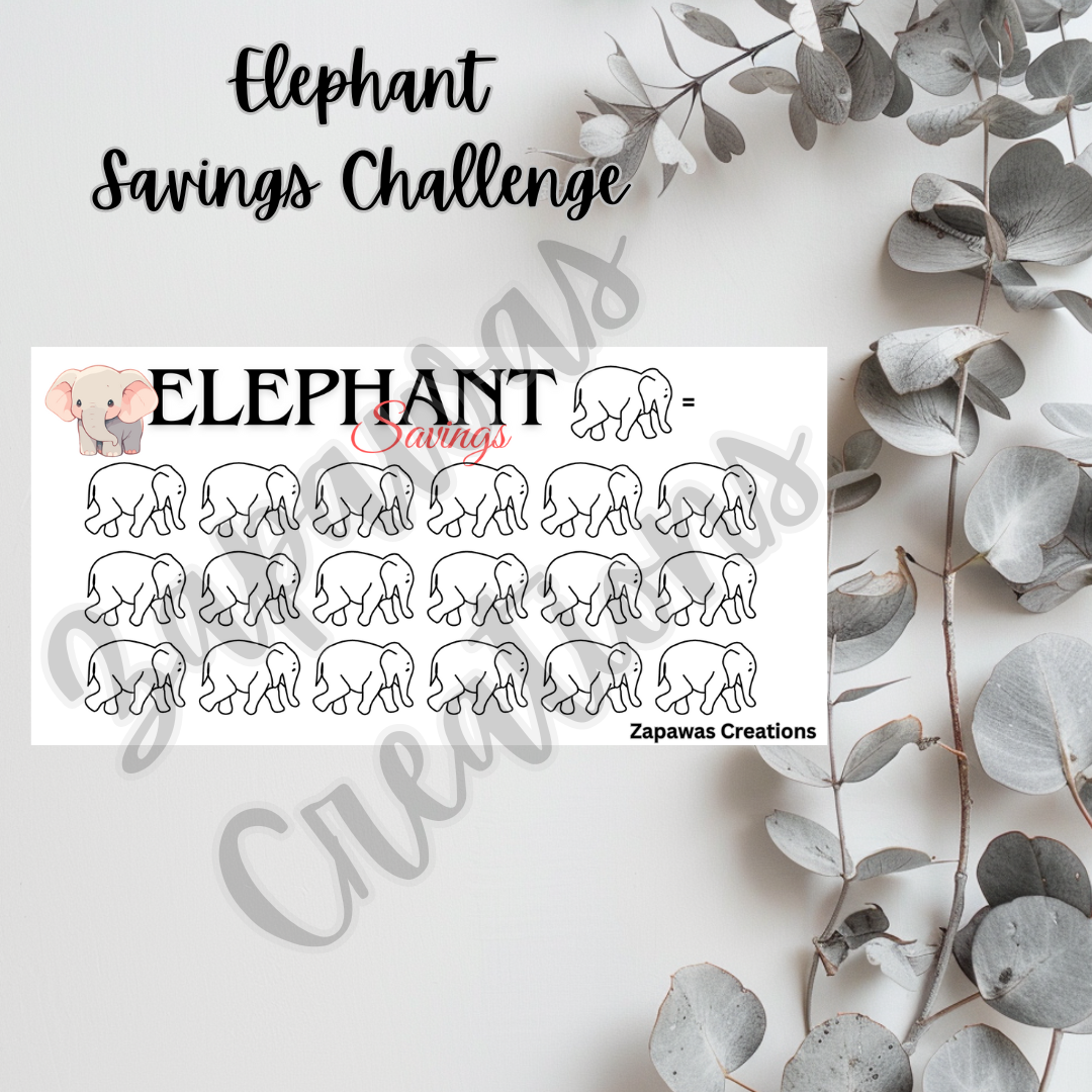 Elephant 2 Savings Challenge | Digital Download | Cash Budgeting | PDF