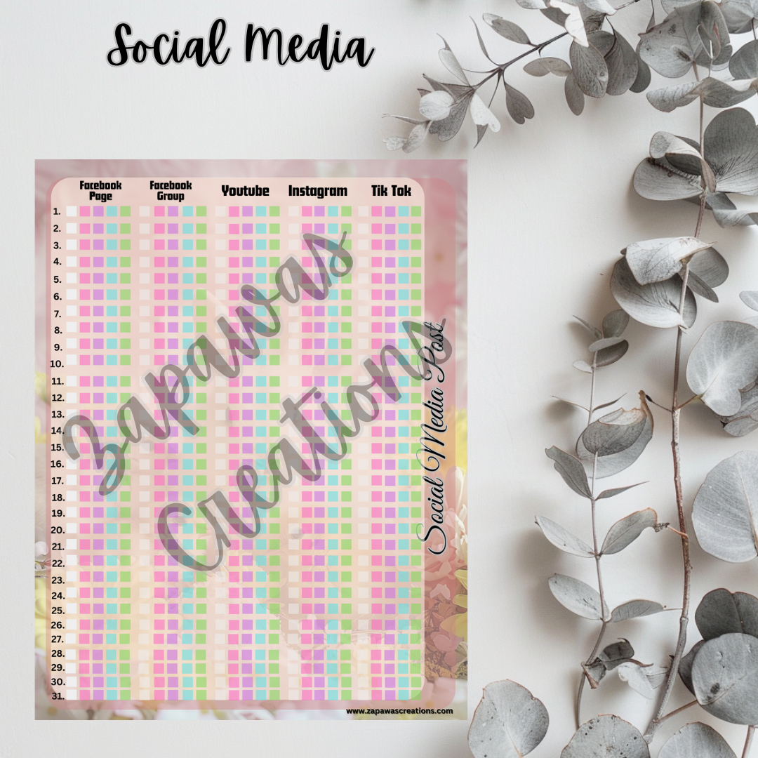 Social Media Post Tracker PDF | Easter - Bunnies & Chicks Theme | Digital Download | Tracker | Printable