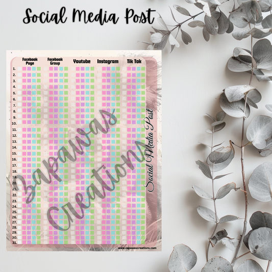 Social Media Post Tracker PDF | Koala Theme | Digital Download | Tracker | Printable