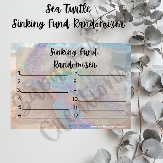 Sea Turtle Sinking Fund Randomizer  | Digital Download | Cash Budgeting | Printable