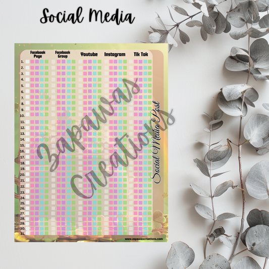 Social Media Post Tracker PDF | St Patrick's Day Theme | Digital Download | Tracker | Printable