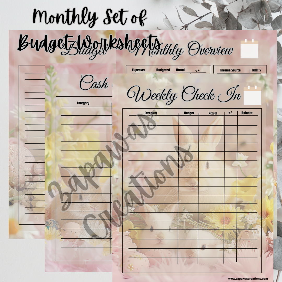 Complete Budget Bundle | Digital Download | Cash Budget Bundle | Easter Bunnies & Chicks Theme