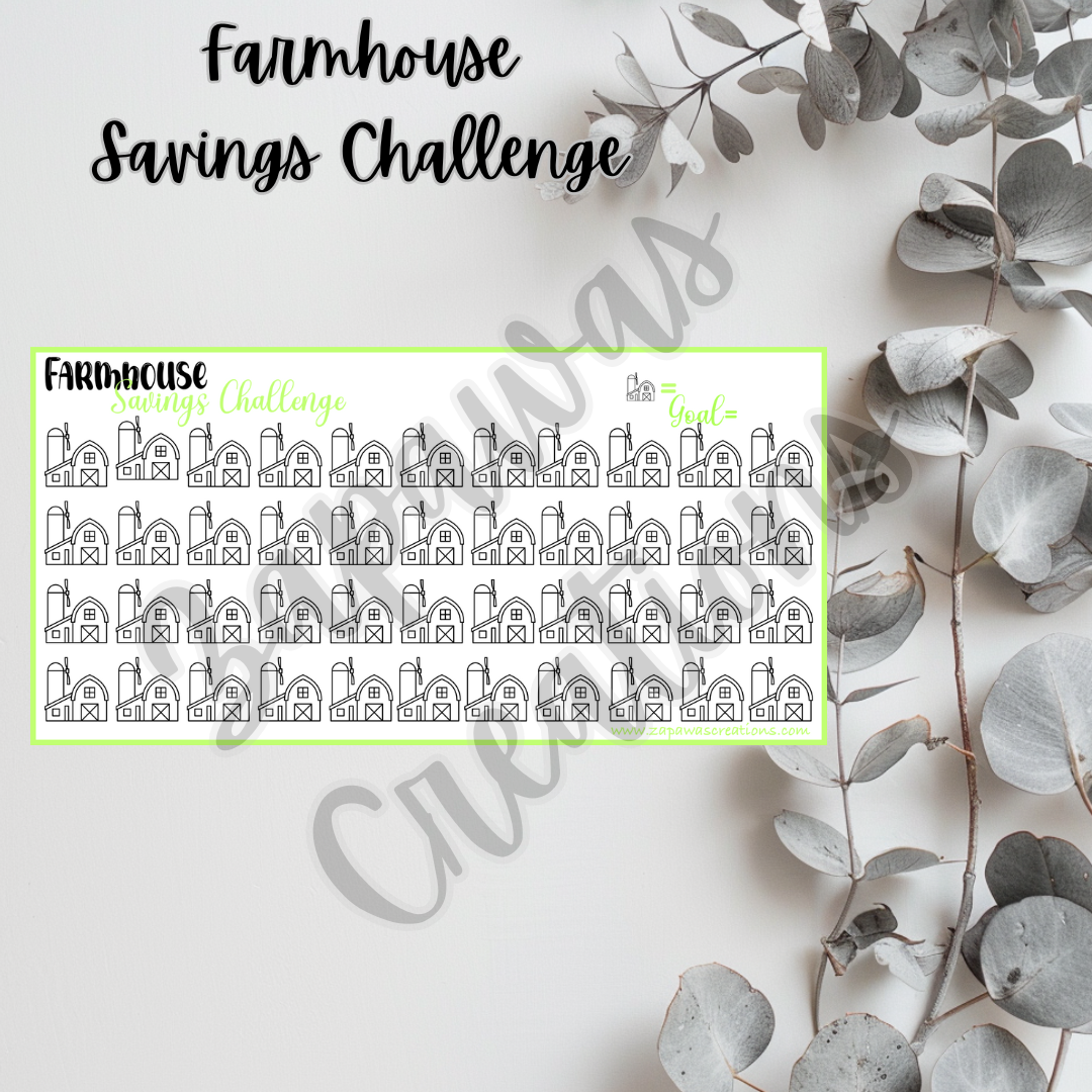 Farmhouse Savings Challenge | Digital Download | Cash Budgeting | PDF