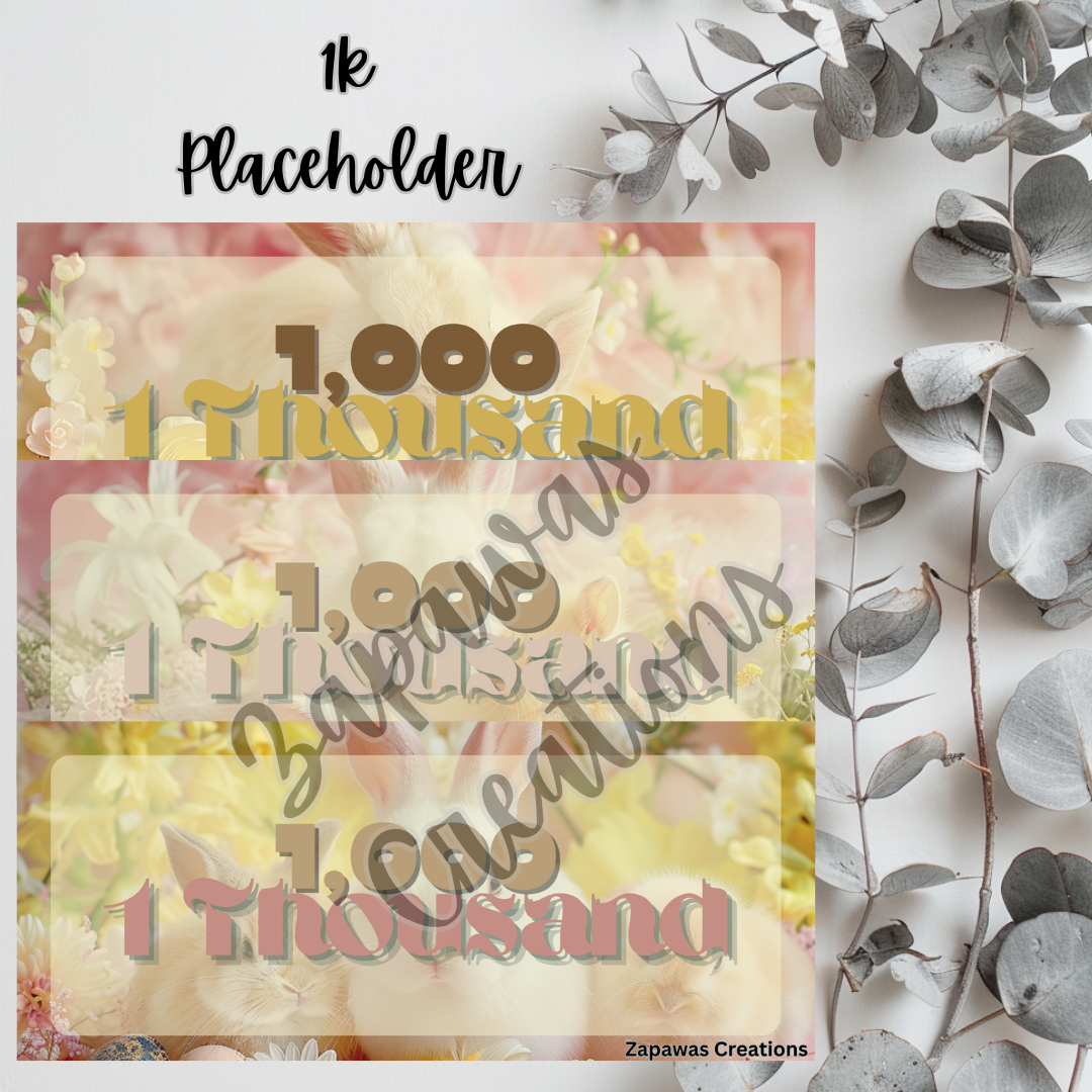 Money Placeholder | Easter Bunnies & Chicks Theme | Digital Download | 1000 Slips | Set of 3