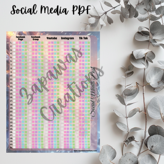 Social Media Post Tracker PDF | Fire & Ice Dragon Theme | Digital Download | Tracker | Printable