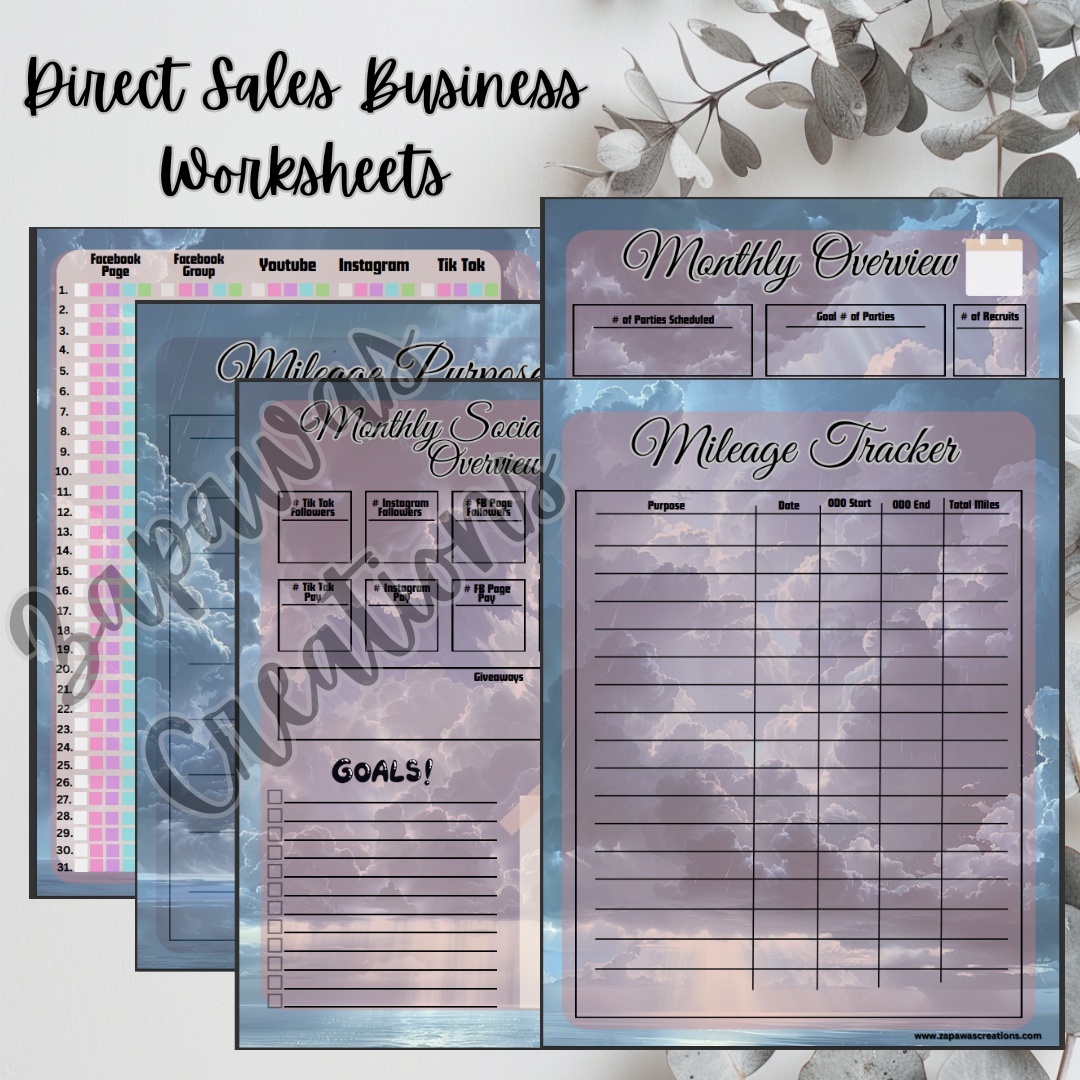 Direct Sales PDF Bundle | Rain Cloud Theme | Digital Download | Tracker | Printable