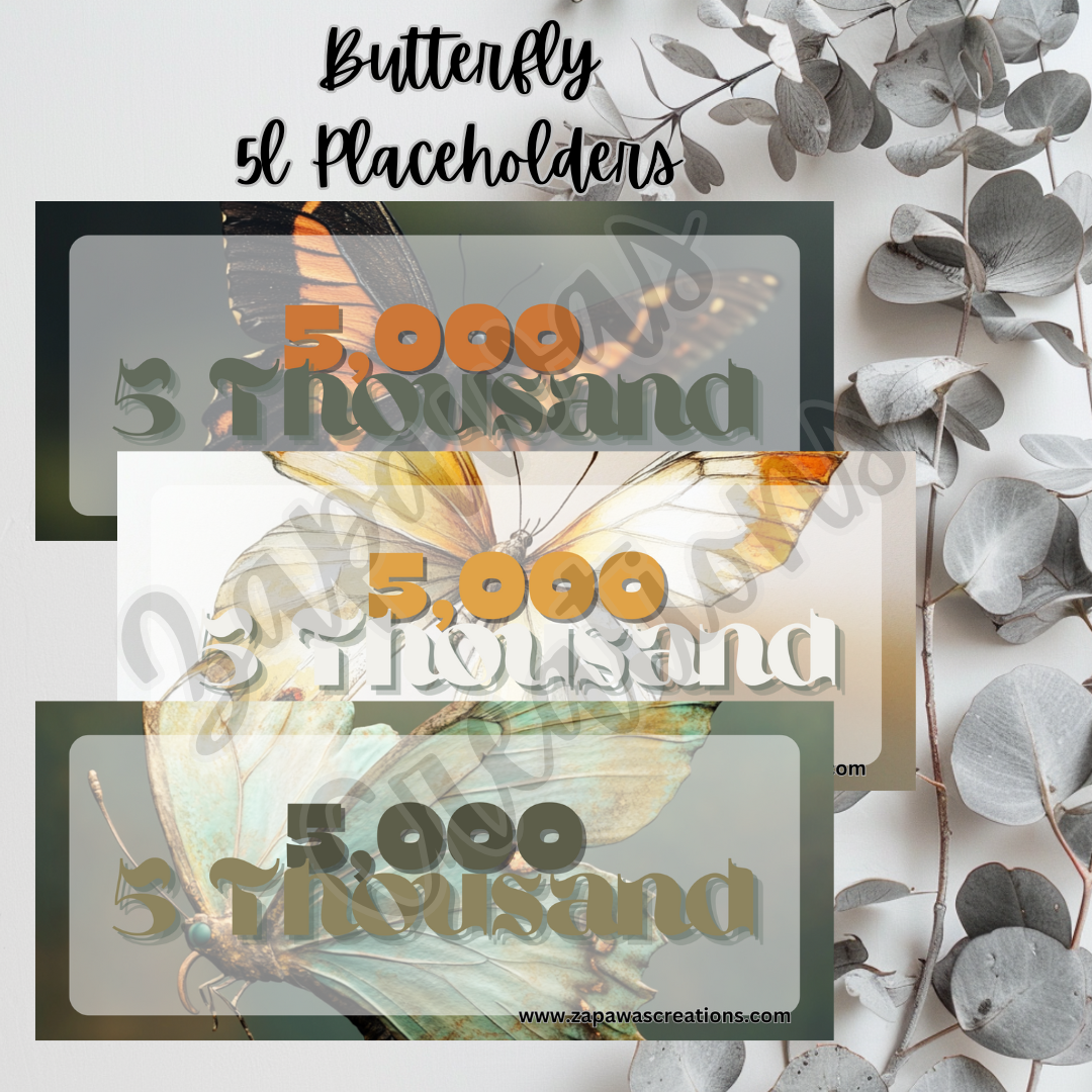 Butterfly Money Placeholder | Digital Download | 5k Slips | Set of 3