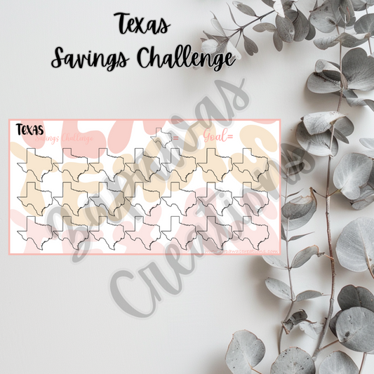 Texas Savings Challenge | Digital Download | Cash Budgeting | PDF