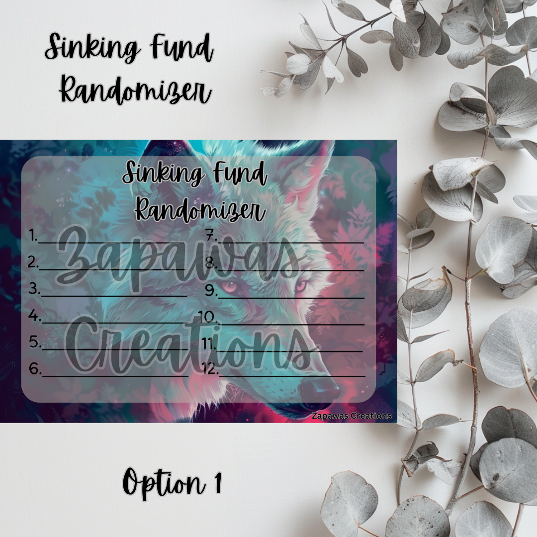 Sinking Fund Randomizer | Wolf Themed Opt 1 | Digital Download | Cash Budgeting | Printable