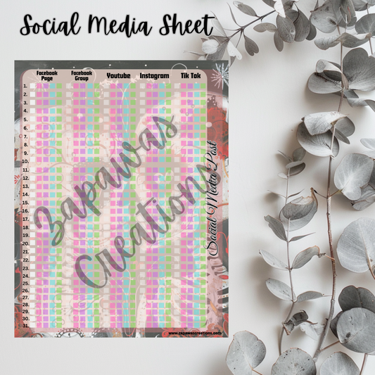 Social Media Post Tracker PDF | Sugar Skull Love Theme | Digital Download | Tracker | Printable