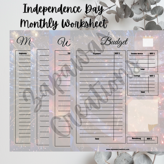 Independence Day  Monthly Budget Cash Saving PDF Bundle | Digital Download | Tracker | Printable