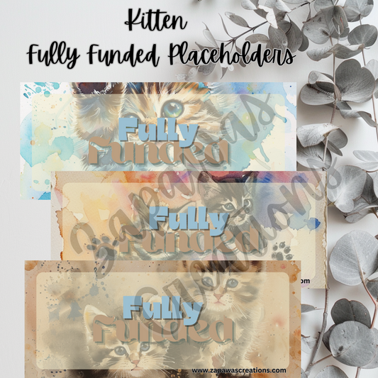 Kitten Watercolor Money Placeholder | Digital Download | Fully Funded Slips | Set of 3