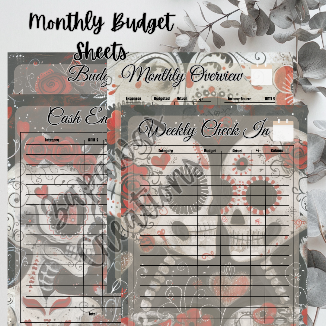 Complete Budget Bundle | Digital Download | Cash Budget Bundle | Sugar Skull Love Theme