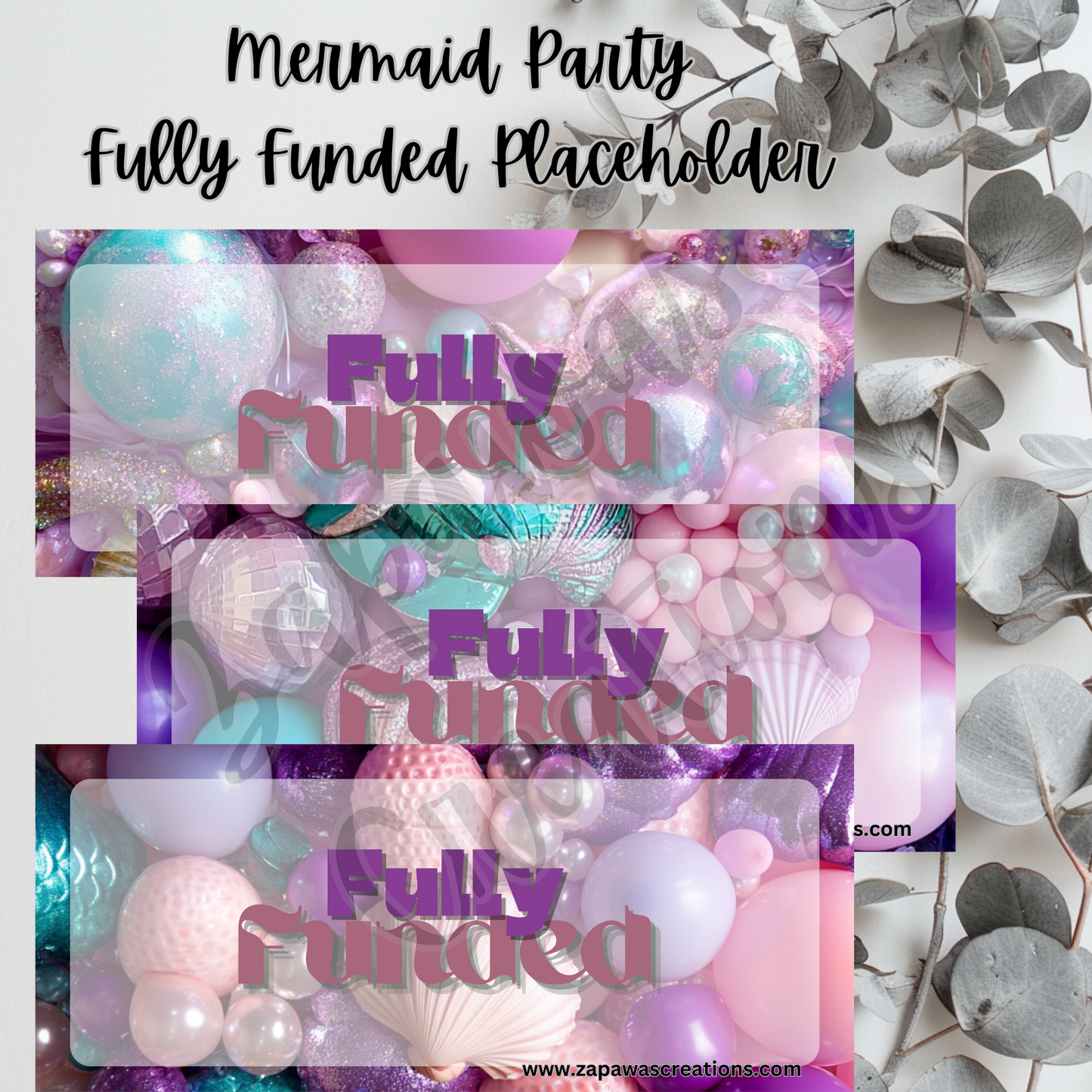 Mermaid Party Money Placeholder | Digital Download | Fully Funded Slips | Set of 3