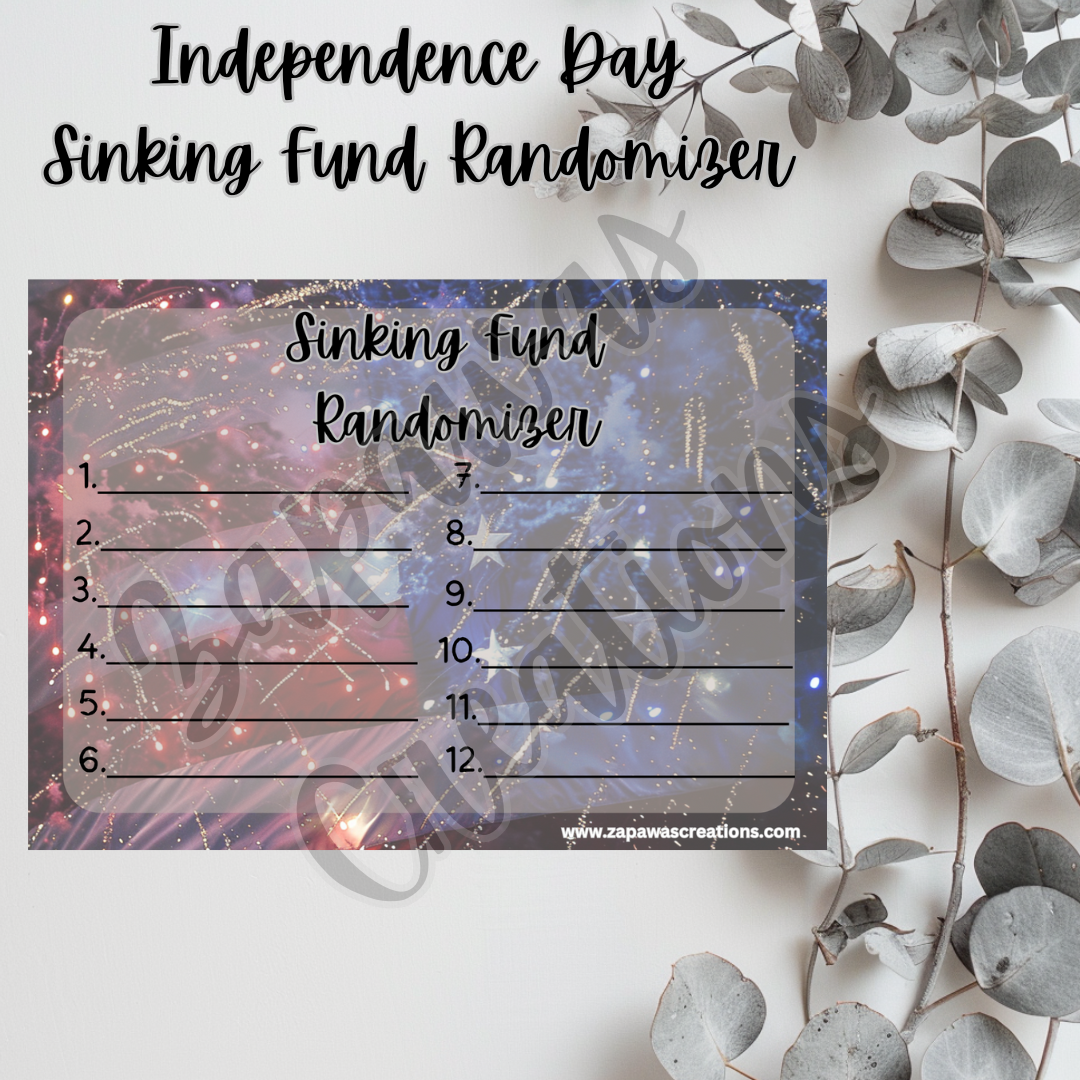 Independence Day Sinking Fund Randomizer  | Digital Download | Cash Budgeting | Printable