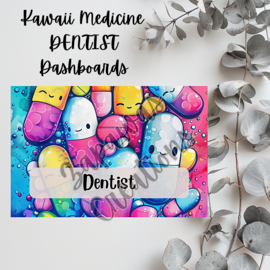 Kawaii Medicine Themed DENTIST Dashboard 4x6 | Digital PNG Download | Cash Budgeting | Printable