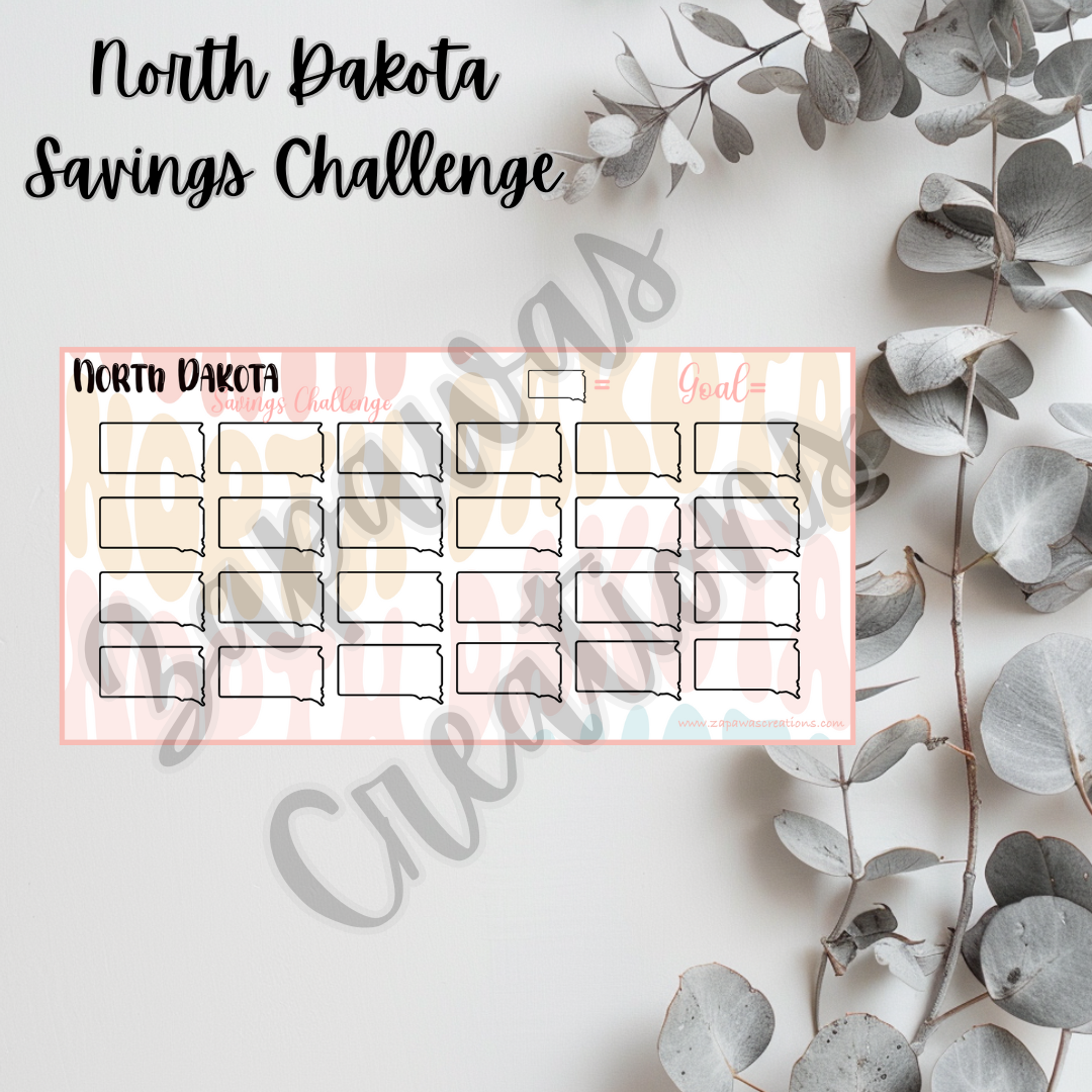 North Dakota Savings Challenge | Digital Download | Cash Budgeting | PDF