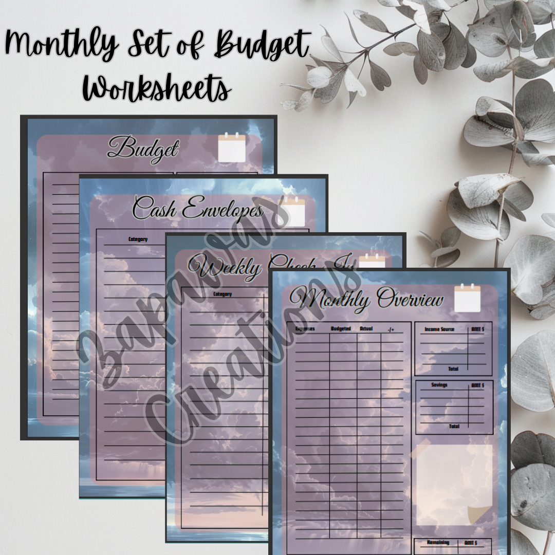 Complete Budget Bundle | Digital Download | Cash Budget Bundle |Rain Cloud Theme