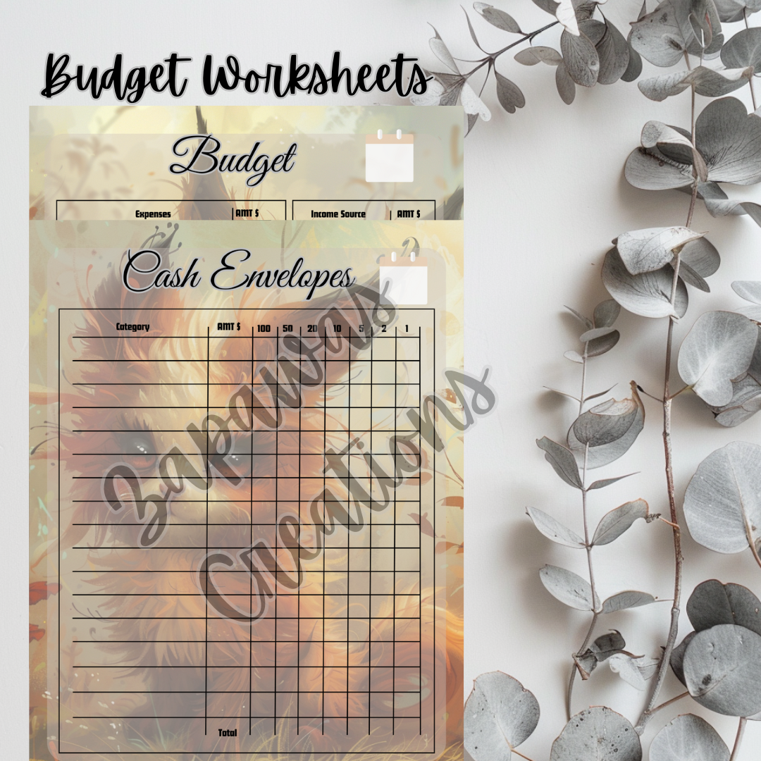 Weekly Budget Cash Saving PDF Bundle | Woodland Creature Theme | Digital Download | Tracker | Printable