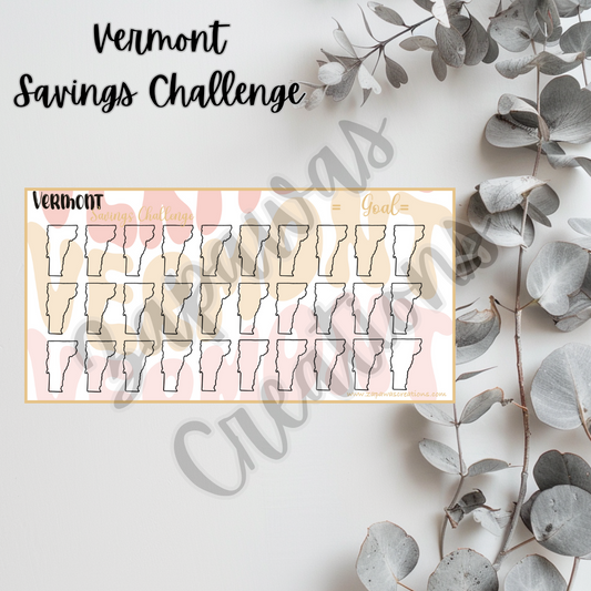 Vermont Savings Challenge | Digital Download | Cash Budgeting | PDF