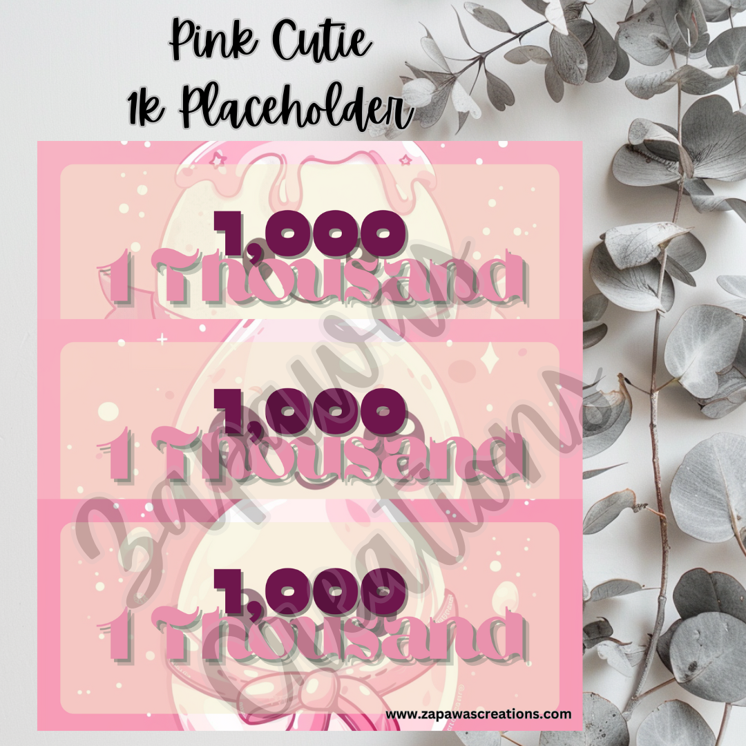 Pink Cutie Money Placeholder | Digital Download | 1000 Slips | Set of 3