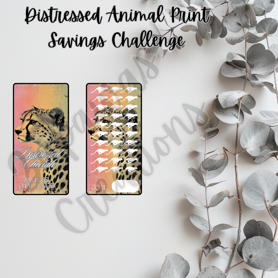 Distressed Cheetah Animal Print Savings Challenge | Digital Download | Cash Budgeting | PDF