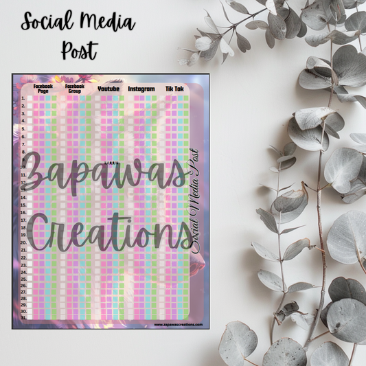 Social Media Post Tracker PDF | Wolf Theme | Digital Download | Tracker | Printable