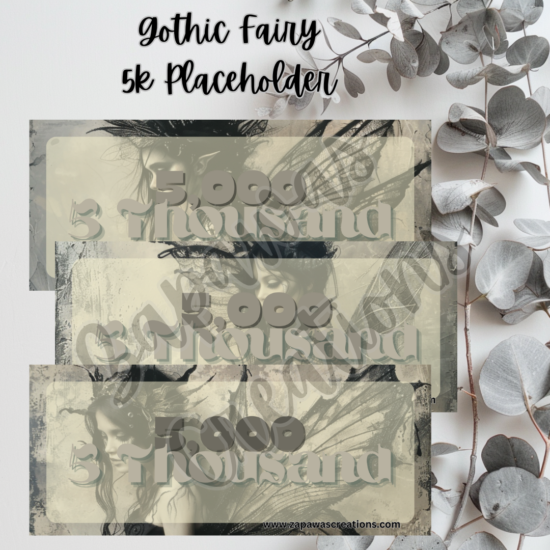 Gothic Fairy Money Placeholder | Digital Download | 5k Slips | Set of 3