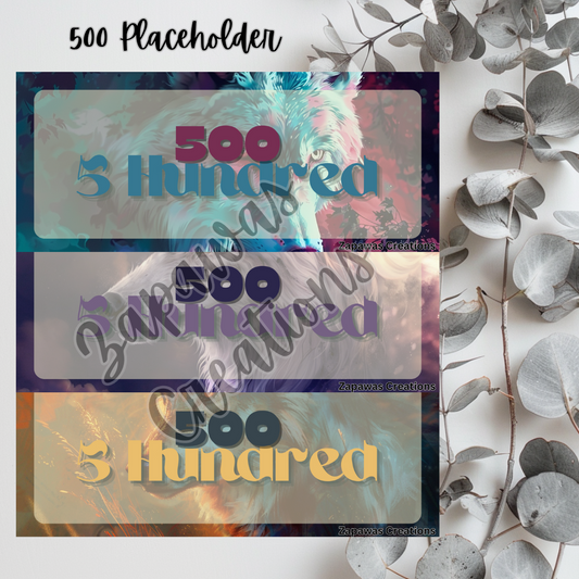 Money Placeholder | Wolf Theme Digital Download | 500 Slips | Set of 3