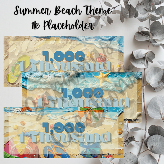 Summer Beach Money Placeholder | Digital Download | 1000 Slips | Set of 3