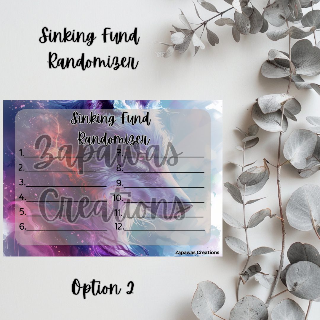 Sinking Fund Randomizer | Wolf Themed Opt 2 | Digital Download | Cash Budgeting | Printable