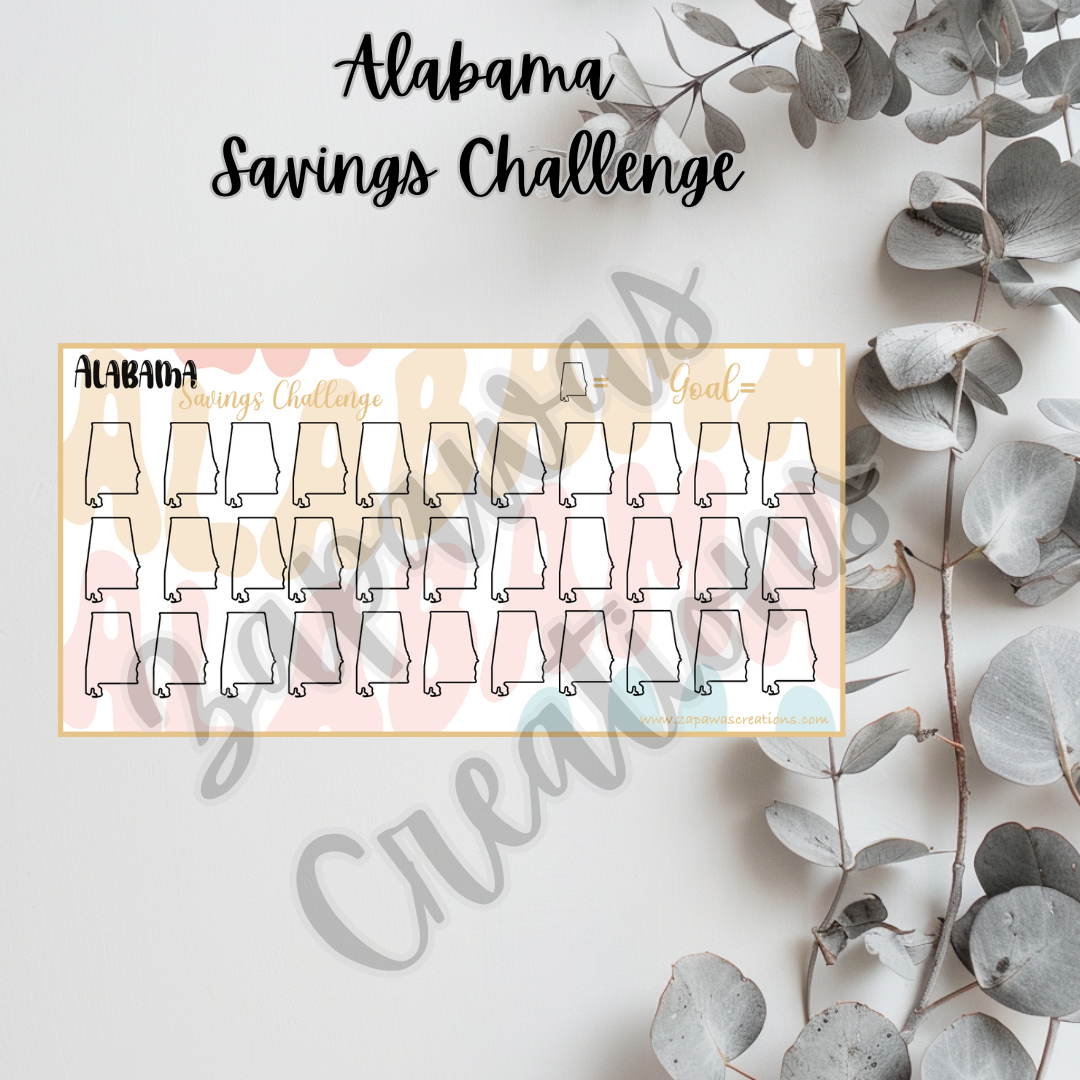 Alabama Savings Challenge | Digital Download | Cash Budgeting | PDF