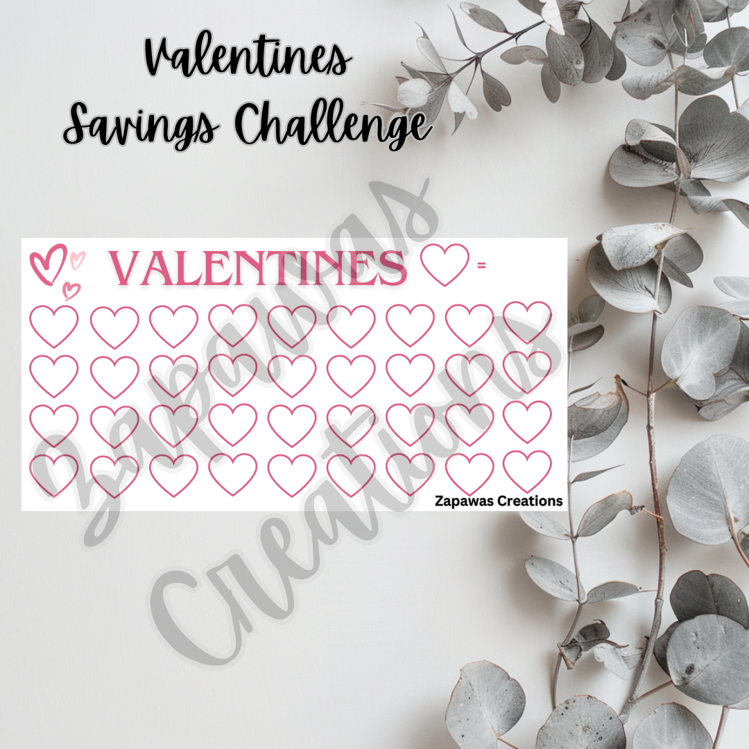 Valentines Day Savings Challenge | Digital Download | Cash Budgeting | PDF