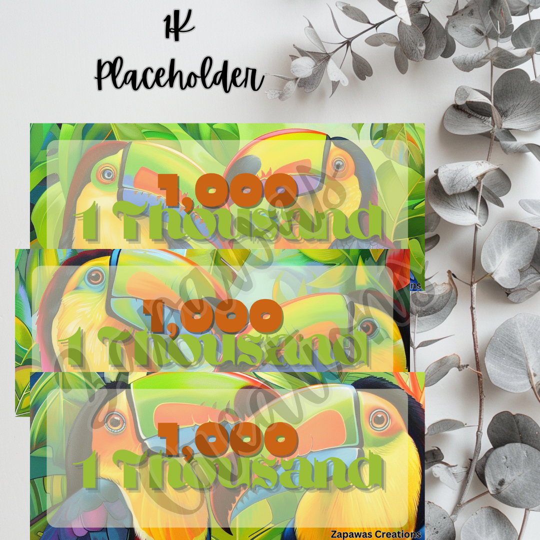 Money Placeholder | Toucan Theme | Digital Download | 1000 Slips | Set of 3