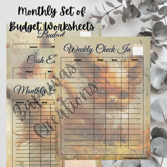 Monthly Budget Cash Saving PDF Bundle | Woodland Creature Theme | Digital Download | Tracker | Printable